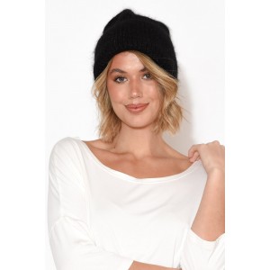 Ashton Black Knit Beanie