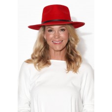 Meribel Red Wide Brim Fedora