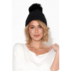 Ruby Black Pom Pom Beanie