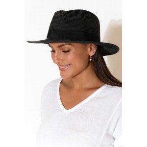 Black Wide Brim Travel Fedora