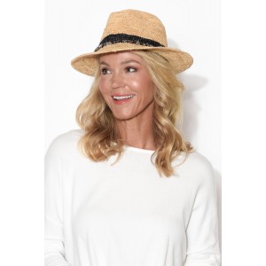 Christine Black Raffia Fedora